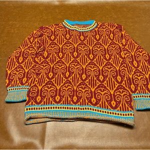 Handmade Heavy Knit Colorful Crew Neck Sweater Women's Size Large